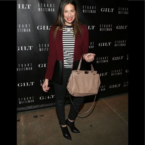 TRISTAN Burgundy maroon faux leather single breasted blazer M pleather vegan - Picture 2 of 15